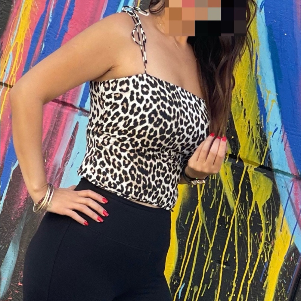 H&M Black and White Leopard Print Camisole